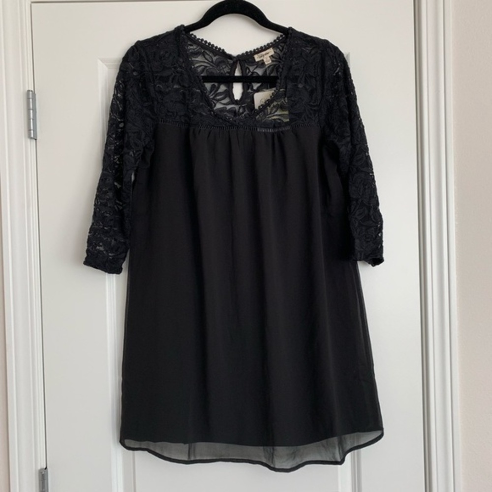 Lily star mixed media black flowy dress